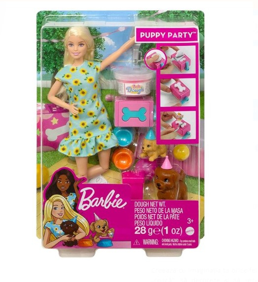 Set Papusa Barbie- Petrecerea de aniversare catelusilor