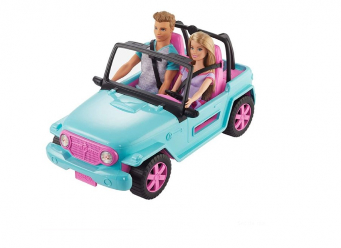 Set Papusa Barbie si Ken pleaca in vacanta cu masina Jeep decapotabila [4]