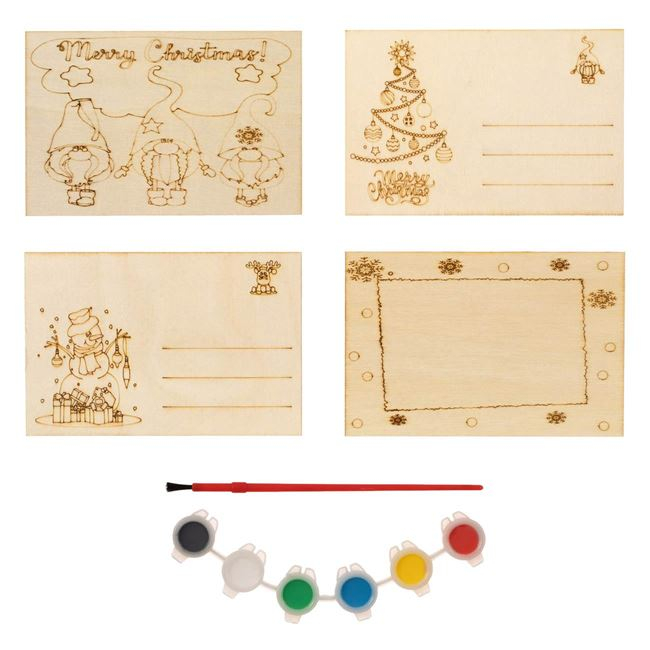Set pentru activitati crafts din lemn-Tablite de colorat pentru Craciun