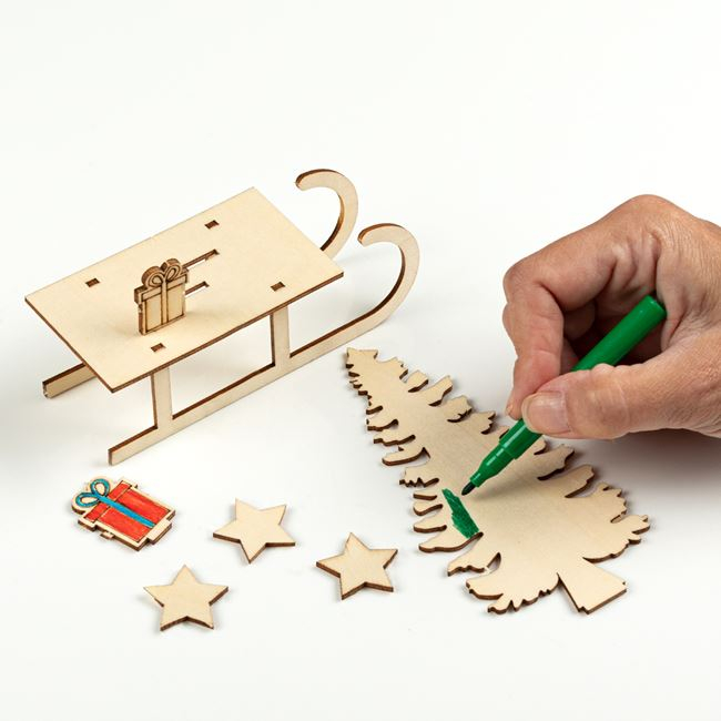 Set pentru activitati crafts Sanie de colorat din Lemn [3]