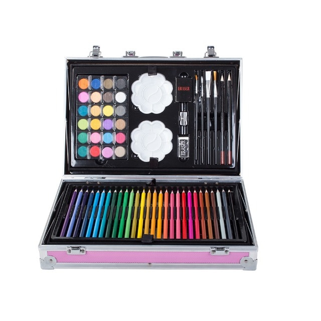 Set pentru desen si pictura in cutie tip servieta cu 145 piese,design roz, +3 ani [7]