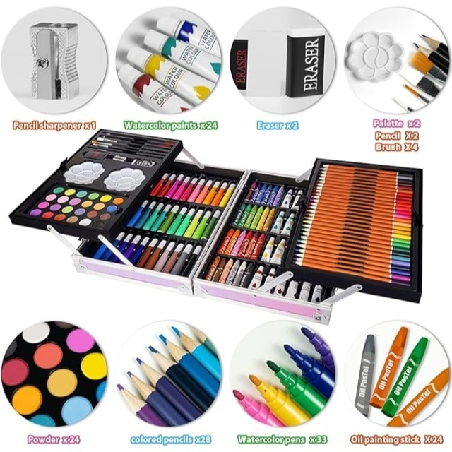 Set pentru desen si pictura in cutie tip servieta cu 145 piese ,design albastru, +3 ani [6]