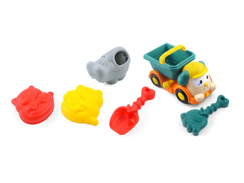 Set pentru nisip-Camion catelus cu 5 forme,plastic,31x17x18 cm