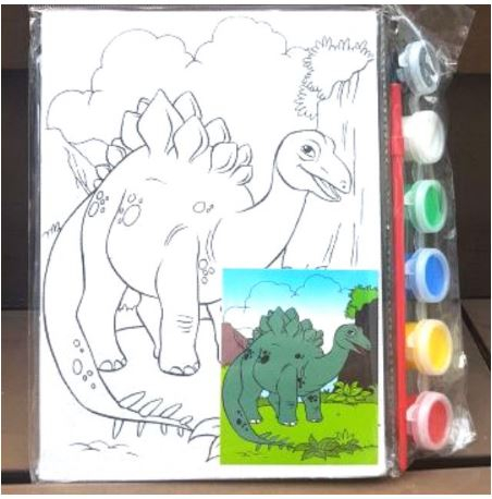 Set pictura panza,pensula +6 culori,dinozaur,10x15cm