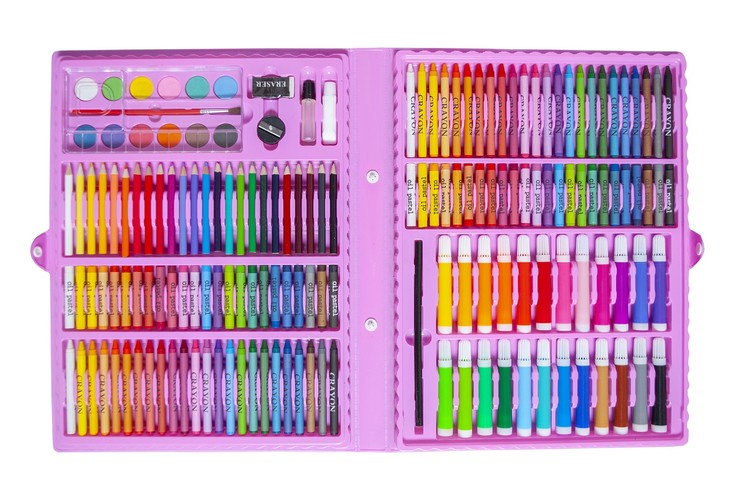 Set pictura si desen cu 168 piese in cutie tip servieta din plastic, roz [5]