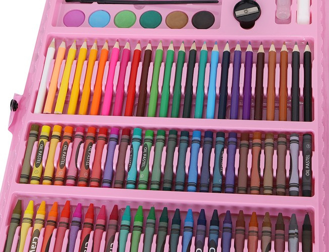Set pictura si desen cu 168 piese in cutie tip servieta din plastic, roz [7]