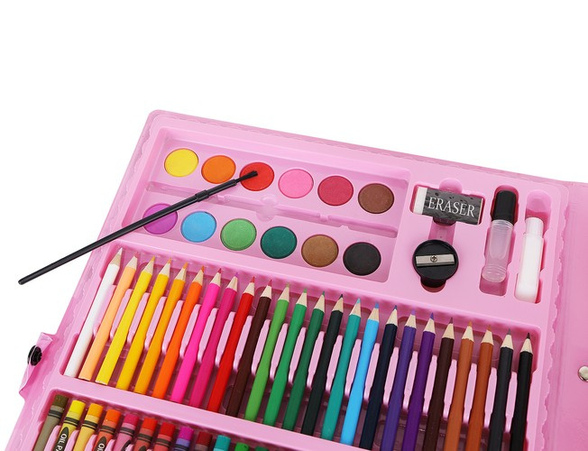 Set pictura si desen cu 168 piese in cutie tip servieta din plastic, roz [6]