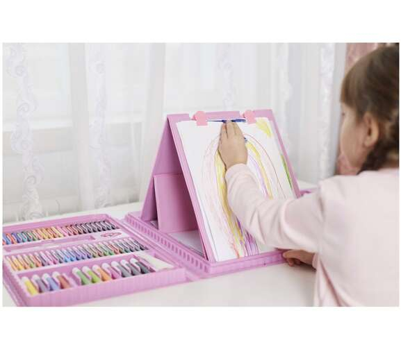 Set pictura si desen cu 208 piese in cutie tip servieta din plastic, roz [10]