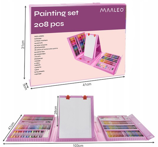 Set pictura si desen cu 208 piese in cutie tip servieta din plastic, roz [8]