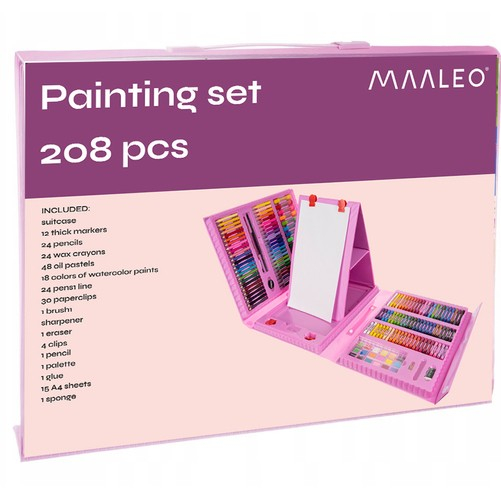 Set pictura si desen cu 208 piese in cutie tip servieta din plastic, roz [3]