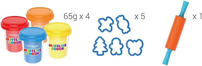 Set plastilină Keyroad – 4 borcănașe x 65 g, accesorii incluse,diverse tematici [6]