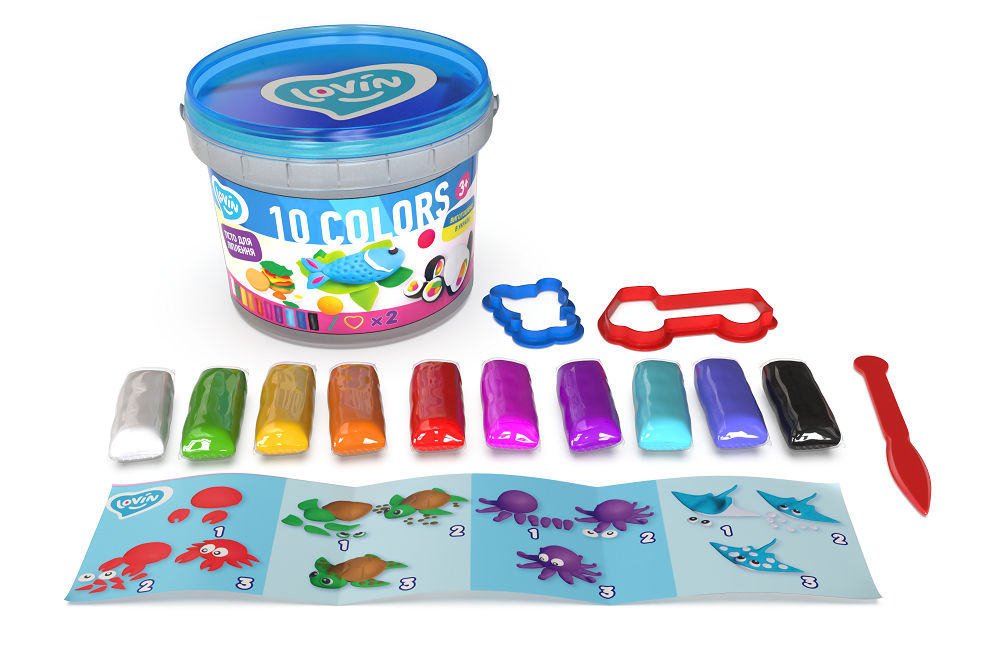 Set plastilina si accesorii pentru modelaj Lovin - 10 culori pentru baietei [2]