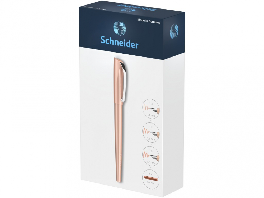 Set Schneider Callissima stilou caligrafie cu 2 capete de scriere si 6 rezerve cerneala,corp Apricot [3]