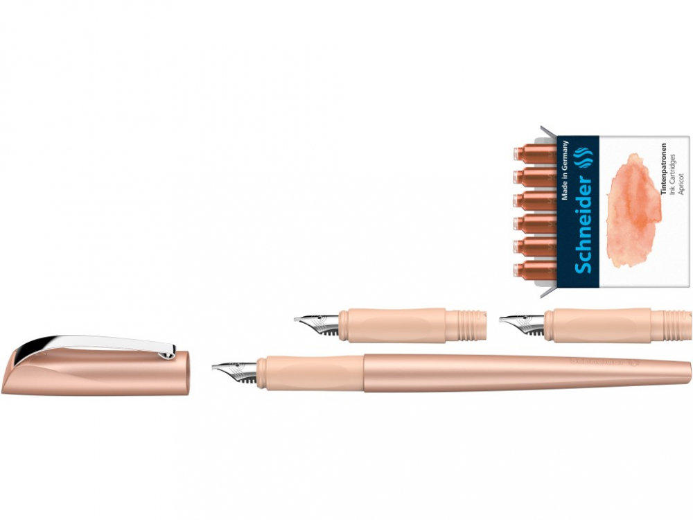 Set Schneider Callissima stilou caligrafie cu 2 capete de scriere si 6 rezerve cerneala,corp Apricot [2]