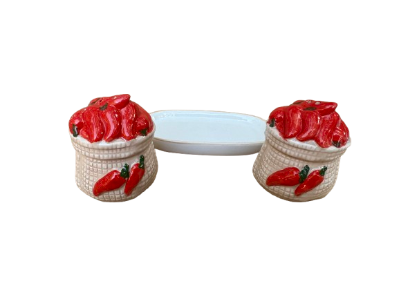 Set solnita sare si piper design ardei iute,ceramica, 8 cm-2 piese [2]