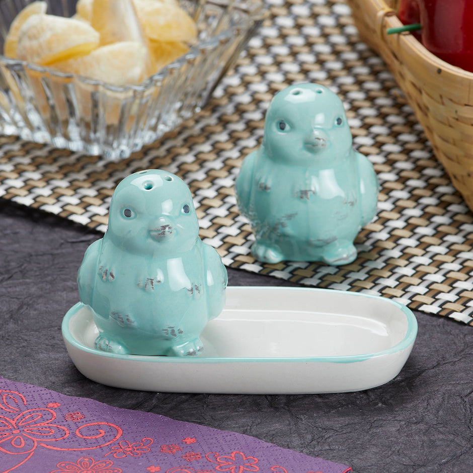 Set solnita sare si piper design pasare,ceramica, 8 cm-2 piese [3]