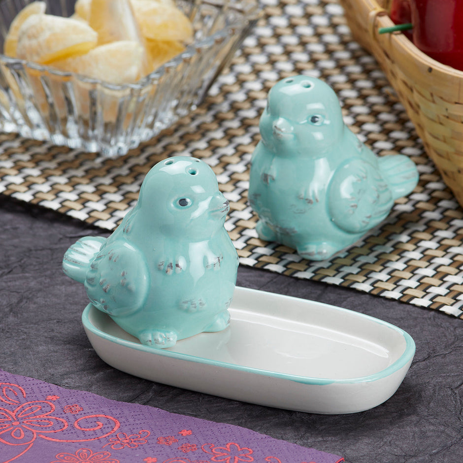 Set solnita sare si piper design pasare,ceramica, 8 cm-2 piese [2]
