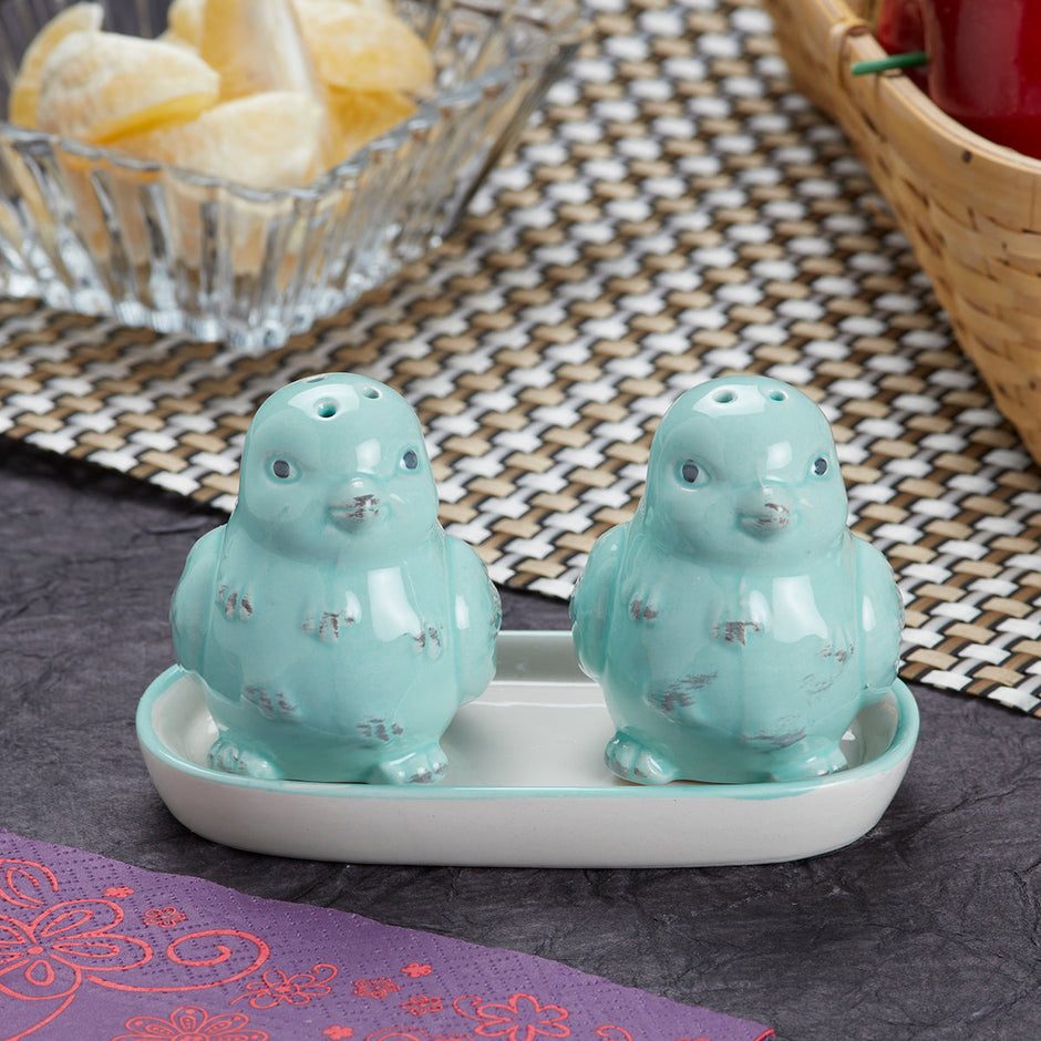 Set solnita sare si piper design pasare,ceramica, 8 cm-2 piese [4]