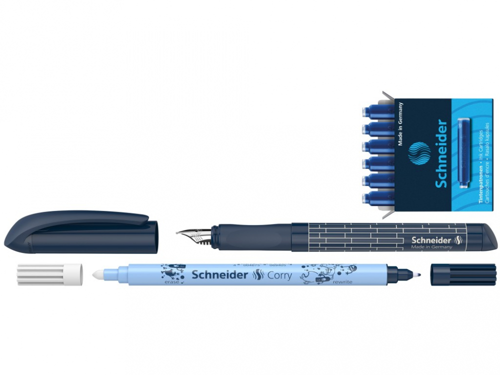 Set Stilou Schneider Easy Corry, pic si 6 rezerve cerneala,albastru [2]