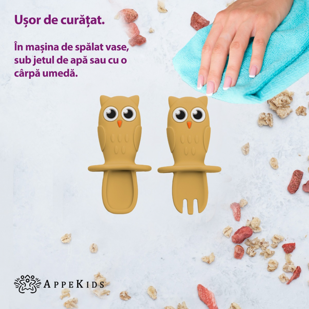 Set Tacamuri din silicon, AppeKids, OWL - Honey [3]