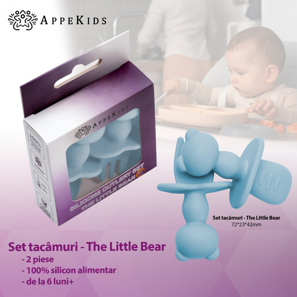 Set Tacamuri din silicon, AppeKids, The Little Bear - Aqua Blue [2]