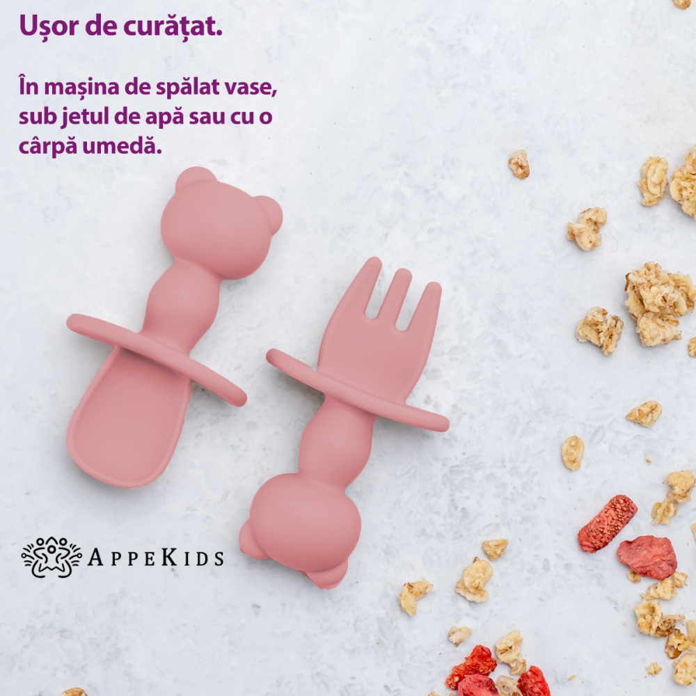 Set Tacamuri din silicon, AppeKids, The Little Bear - Old Rose [3]