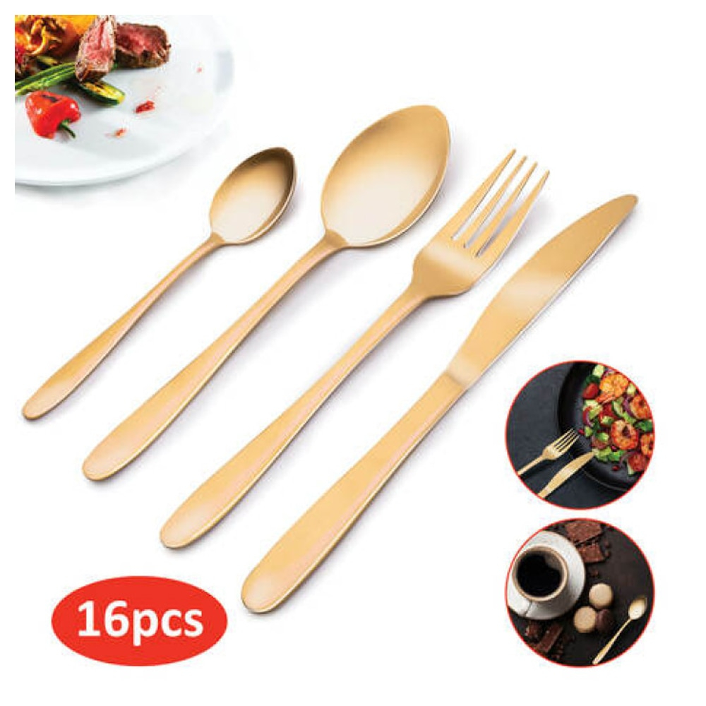 Set tacamuri pentru servire,inox,auriu, 16 piese [3]