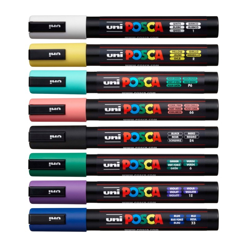Set Xmas 2024 Posca 8 markere PC-5M  si saculet textil cu logo-Editie limitata [6]