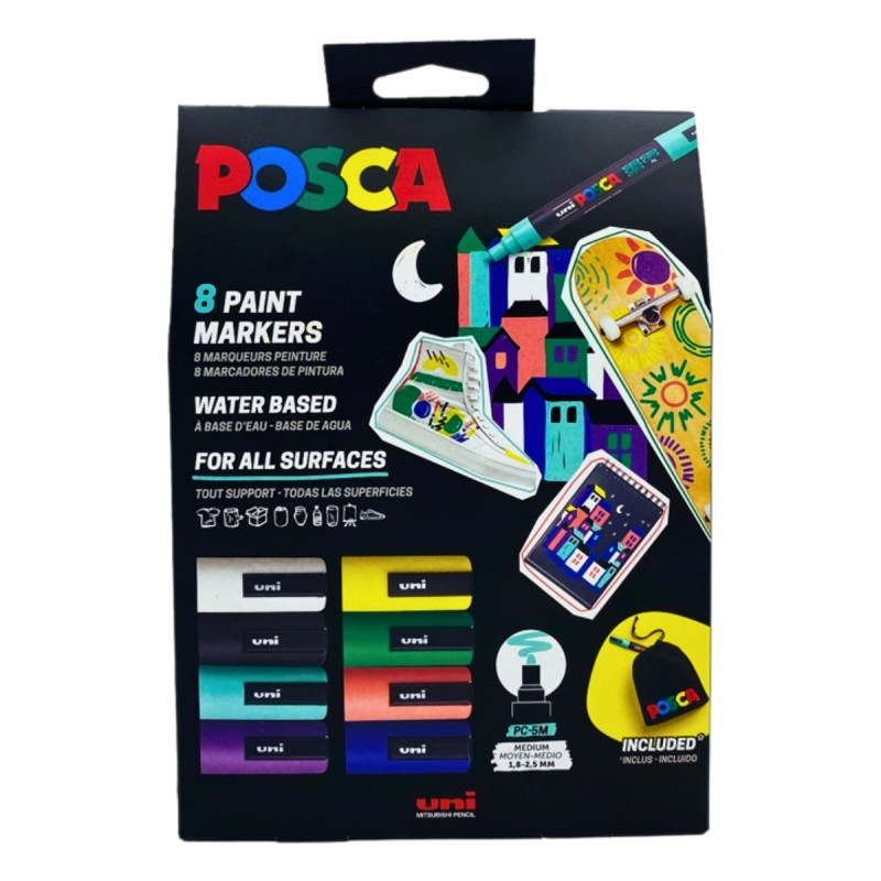 Set Xmas 2024 Posca 8 markere PC-5M  si saculet textil cu logo-Editie limitata [4]