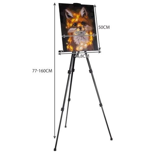 Sevalet metalic reglabil pentru pictura cu husa depozitare inclusa,negru, 77-160 cm [2]