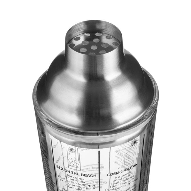 Shaker sticlă cocktail 450 ml, capac inox, rețete engleză [5]