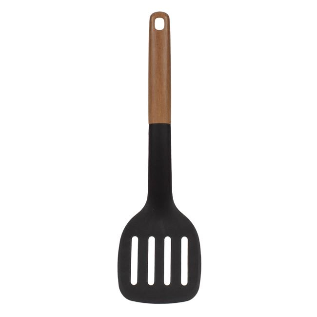 Spatula cu perforatii si maner aspect de lemn pentru servire,plastic,32 cm [2]