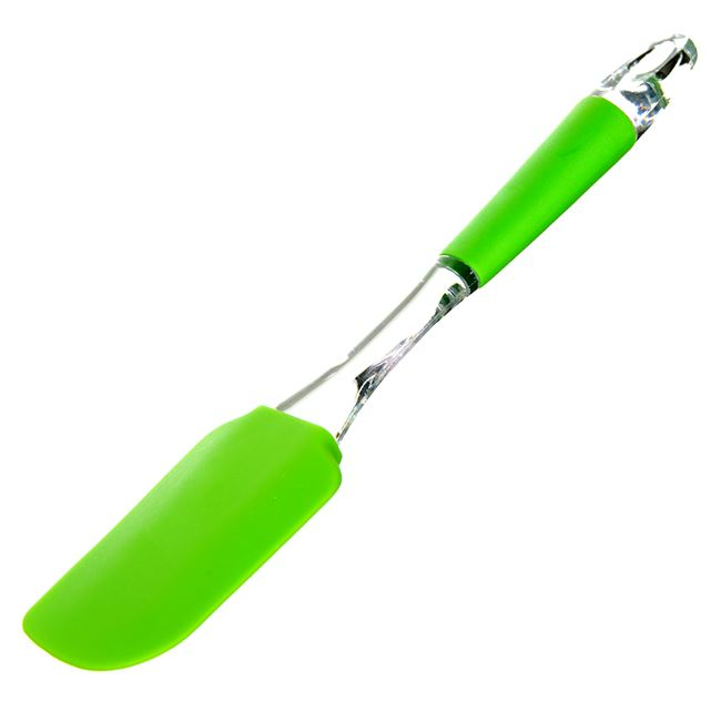 Spatula silicon cu maner plastic,25 cm,verde