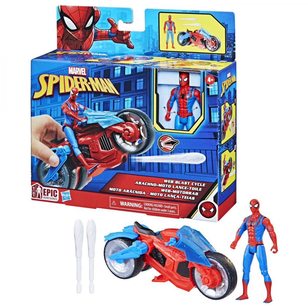 Spiderman Set Figurina Si Vehicul Web Blast Cycle [7]
