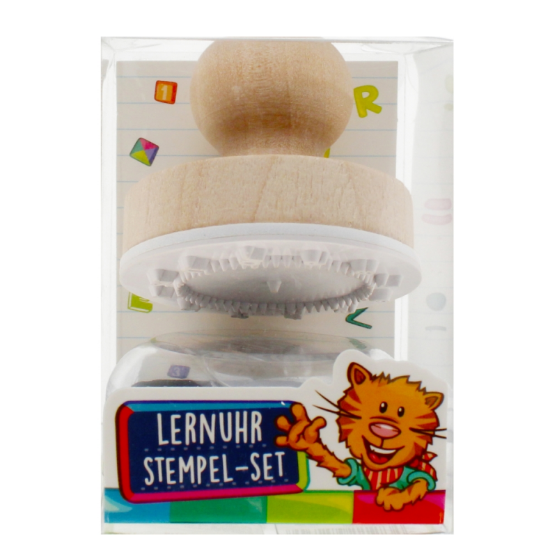 Stampila cu tusiera tip ceas pentru copii,lemn,natur,5x4 cm [2]