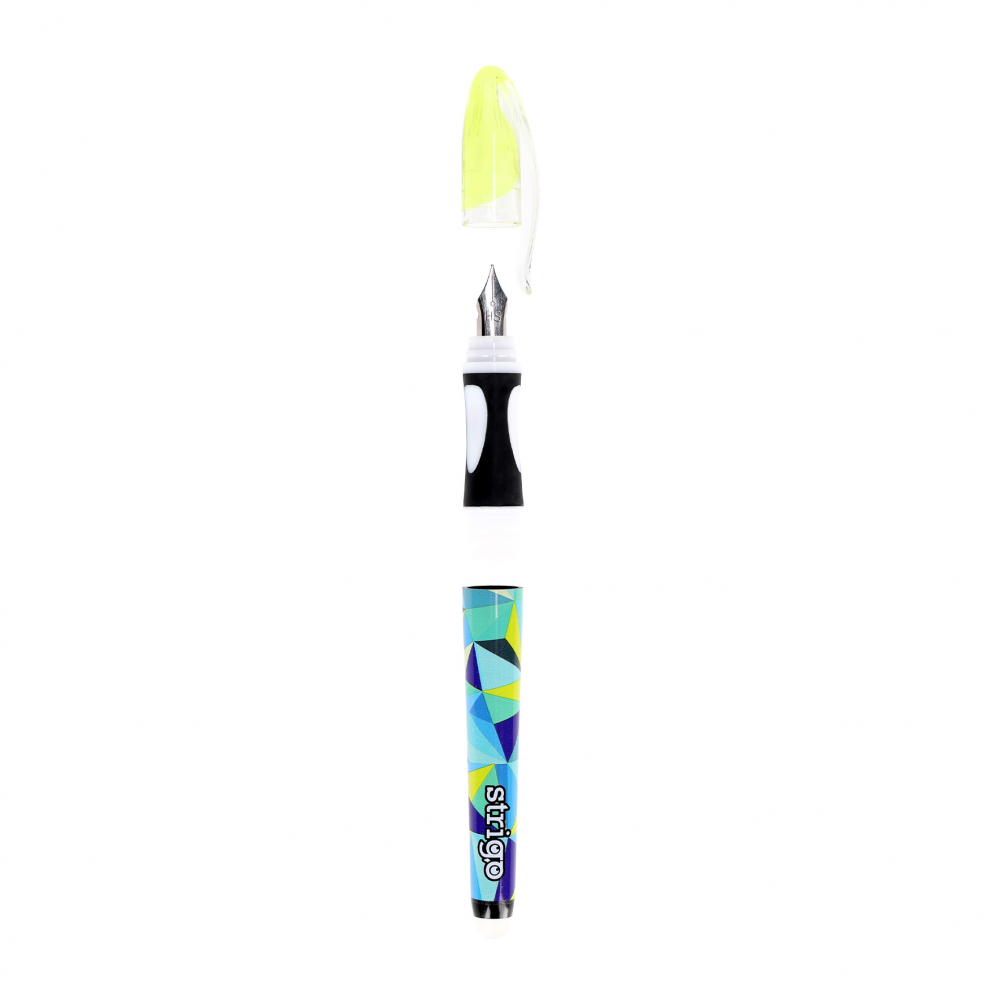 Stilou cu cerneala care se sterge+dispozitiv de curatare penita +2 rezerve cerneala,design galben [5]