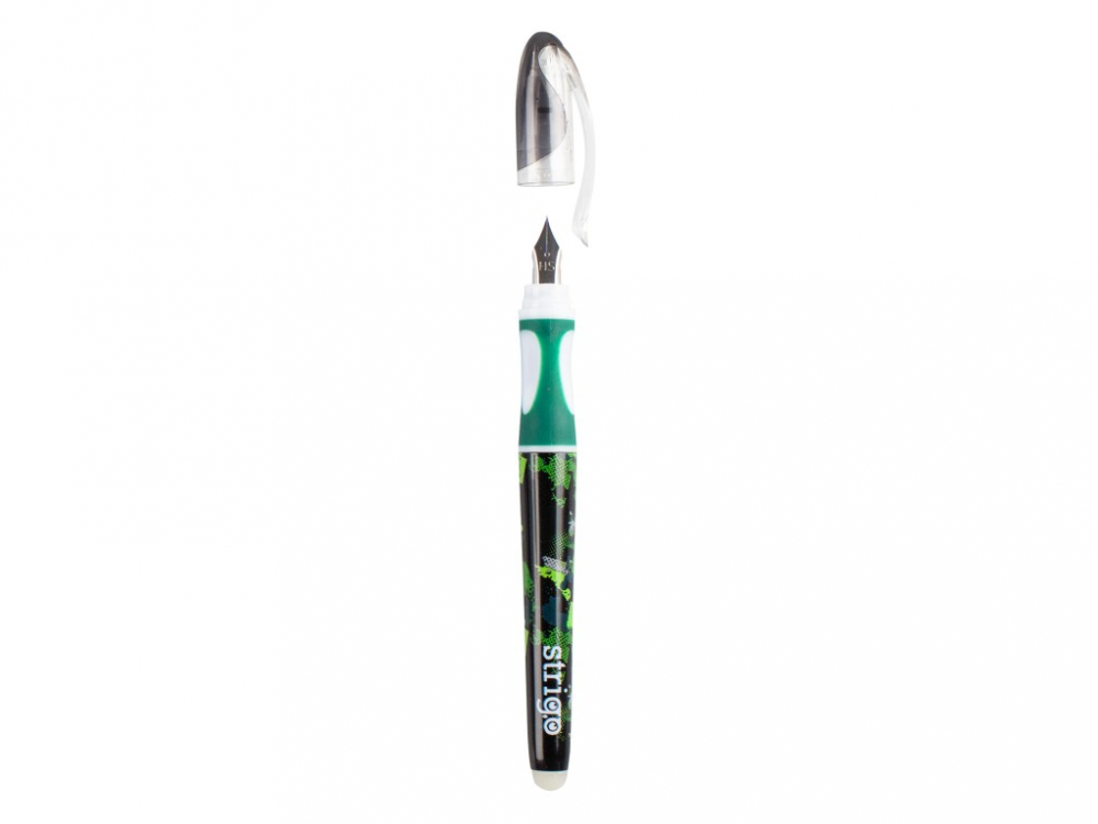 Stilou cu cerneala care se sterge+dispozitiv de curatare penita +2 rezerve cerneala,design verde [3]