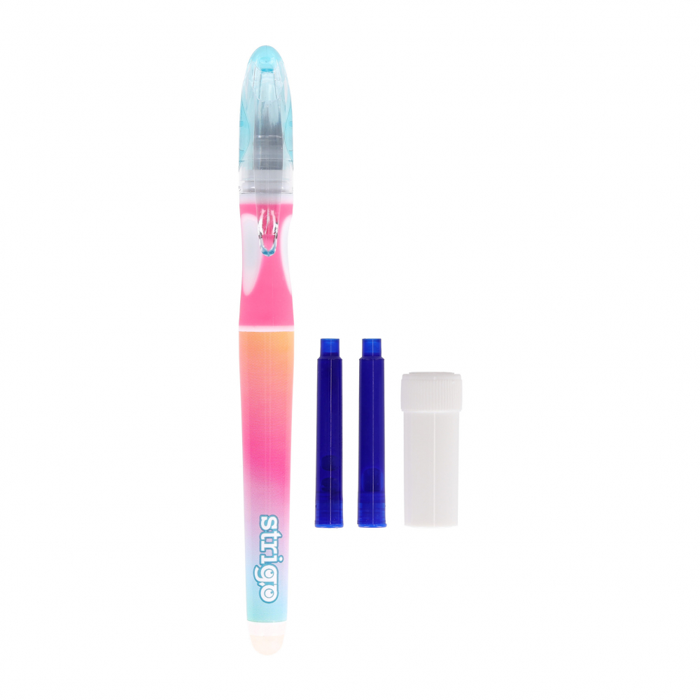 Stilou cu cerneala care se sterge+dispozitiv de curatare penita +2 rezerve cerneala, Gradient [2]