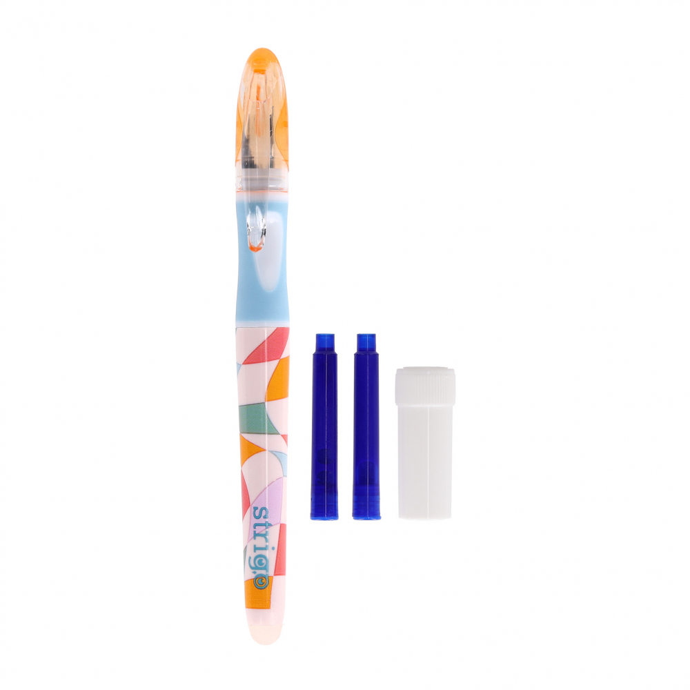 Stilou cu cerneala care se sterge+dispozitiv de curatare penita +2 rezerve cerneala, Retro [3]