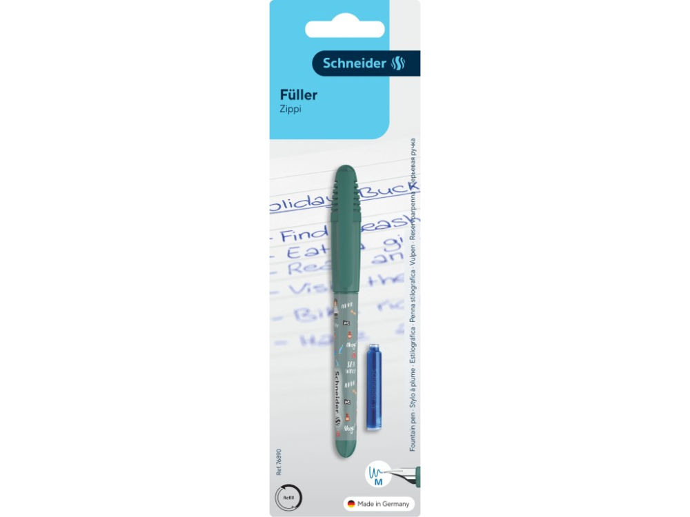 Stilou pentru incepatori Schneider Zippi + 1 x rezerva cerneala,penita M