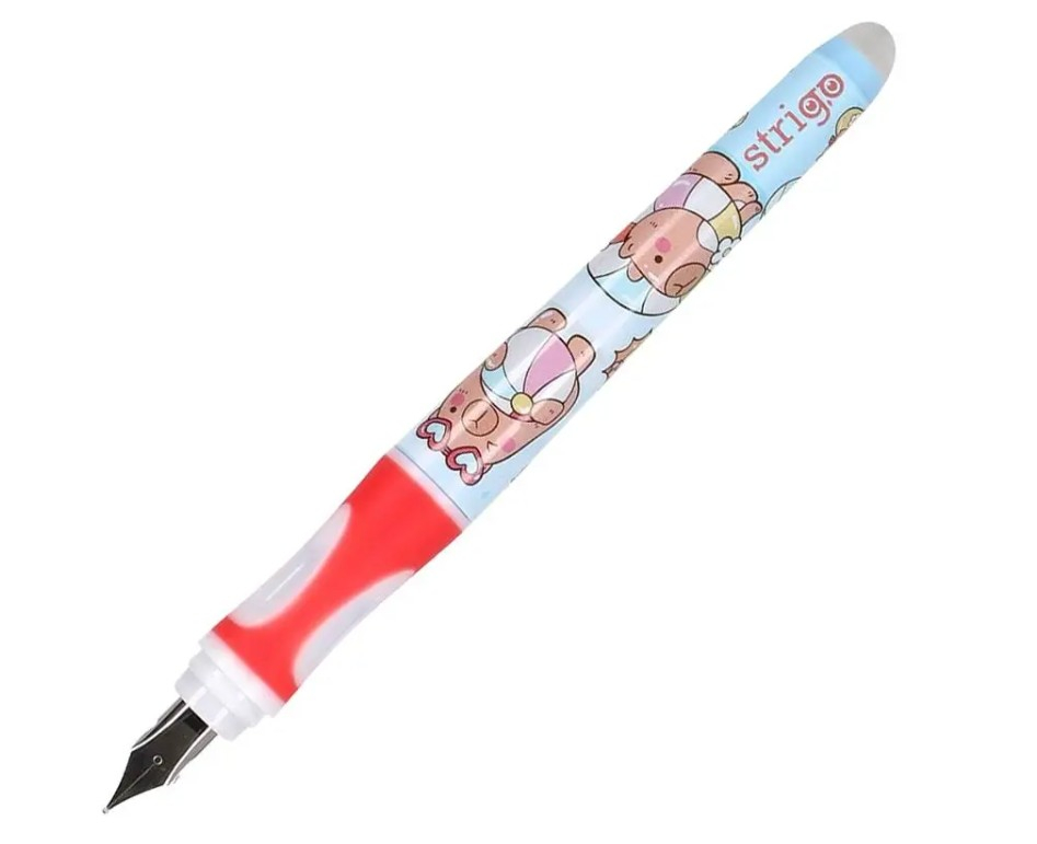 Stilou Strigo cu Cerneală care se Șterge + 2 Rezerve + Dispozitiv Curățare Penița, Capybara Roz [4]