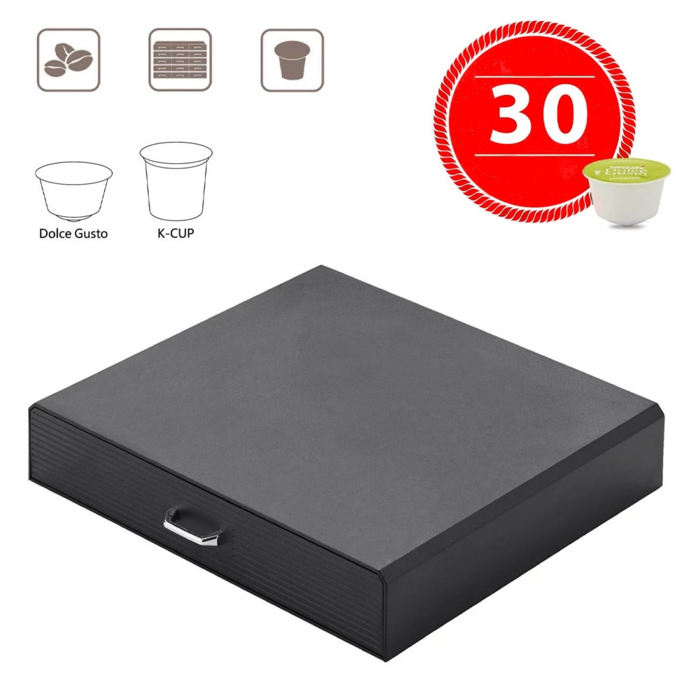 Suport 30 capsule  capsule K-cup si Dolce gusto,Negru,Plastic,35x7x35 cm [2]