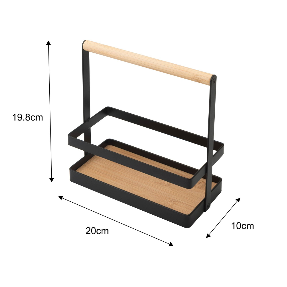Suport cu maner pentru condimente,metal si bambus,20x10x19.8 cm [2]