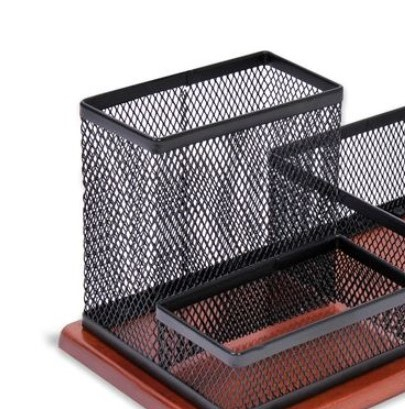 Suport metalic cu 3 compartimente cu suport din lemn pentru accesorii de birotica [2]