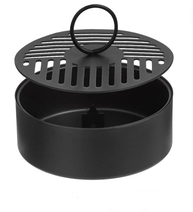 Suport metalic pentru spirala anti tantari, negru, Ø15x5.5 cm, cu capac [2]