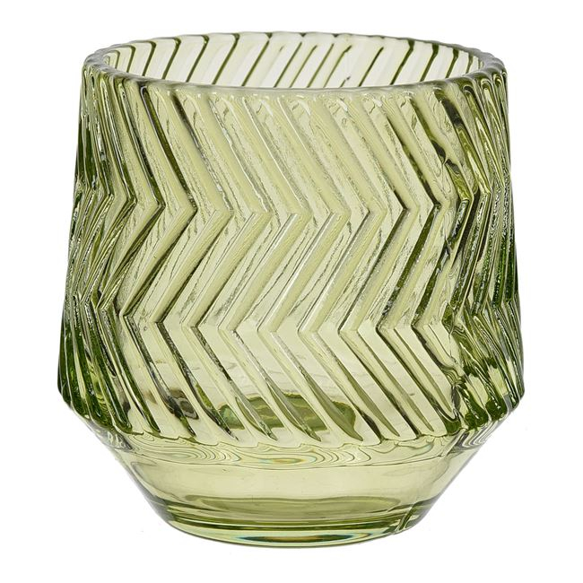 Suport pahar pentru lumanare,sticla,verde,7x8 cm