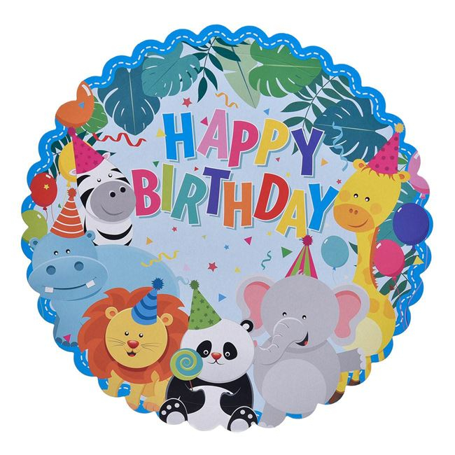 Suport pentru Tort din carton model cu Animale "Happy Birthday" - 29cm [2]