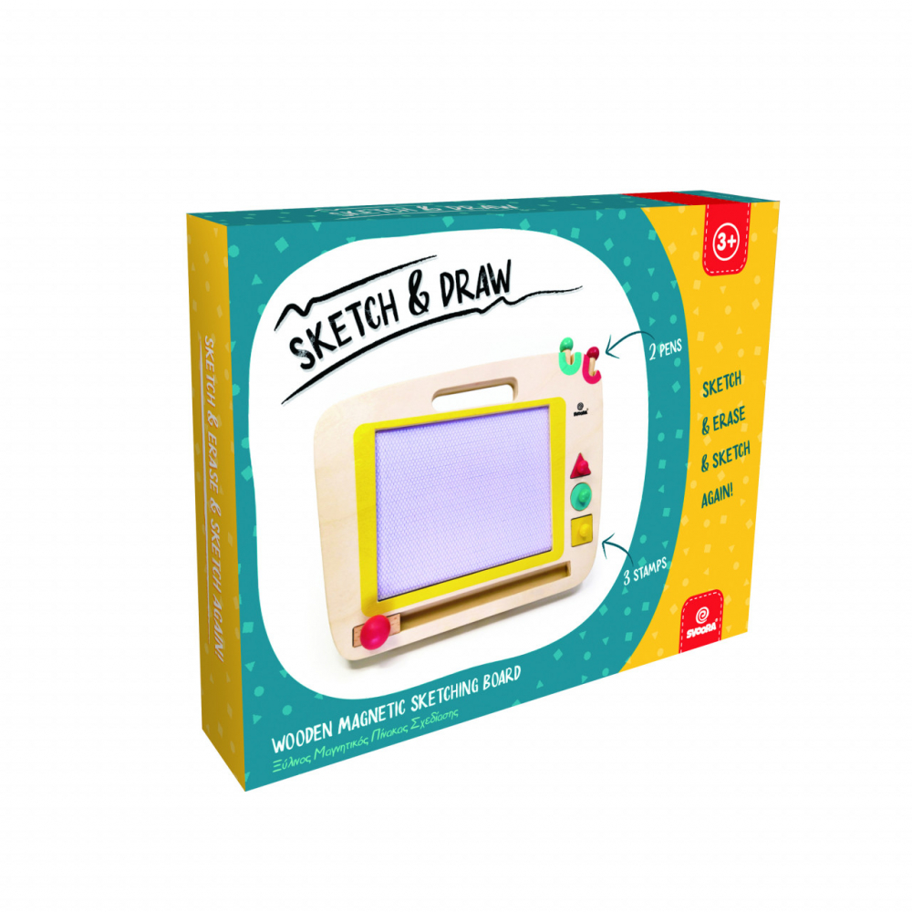 Tablă magnetică de desen cu 3 stampile si 2 stilouri,30x23x1.6 cm [2]