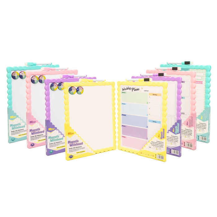 Tabla magnetica de scris cu 2 fete, marker inclus,rama plastic,28x39.5 cm diverse culori