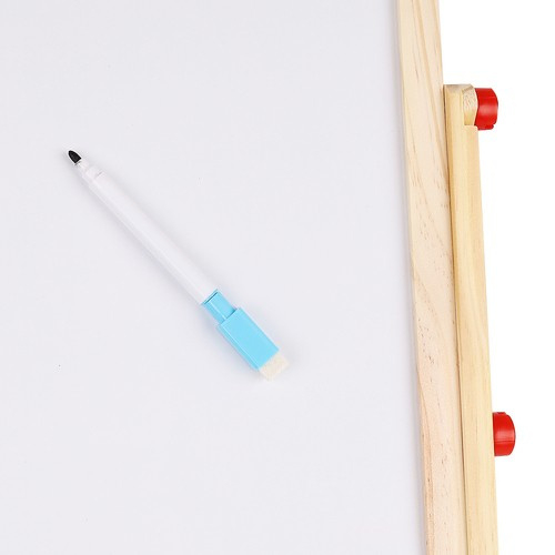 Tabla magnetica de scris cu 2 fete, suport,ceas si socotitoare, lemn,32x41x67 cm [8]